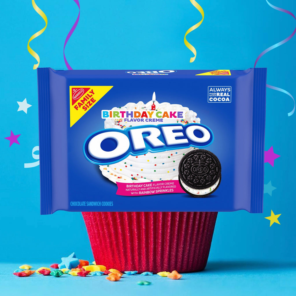 Birthday Cake Creme Chocolate Sandwich Cookies, Family Size, 2 Pack N5