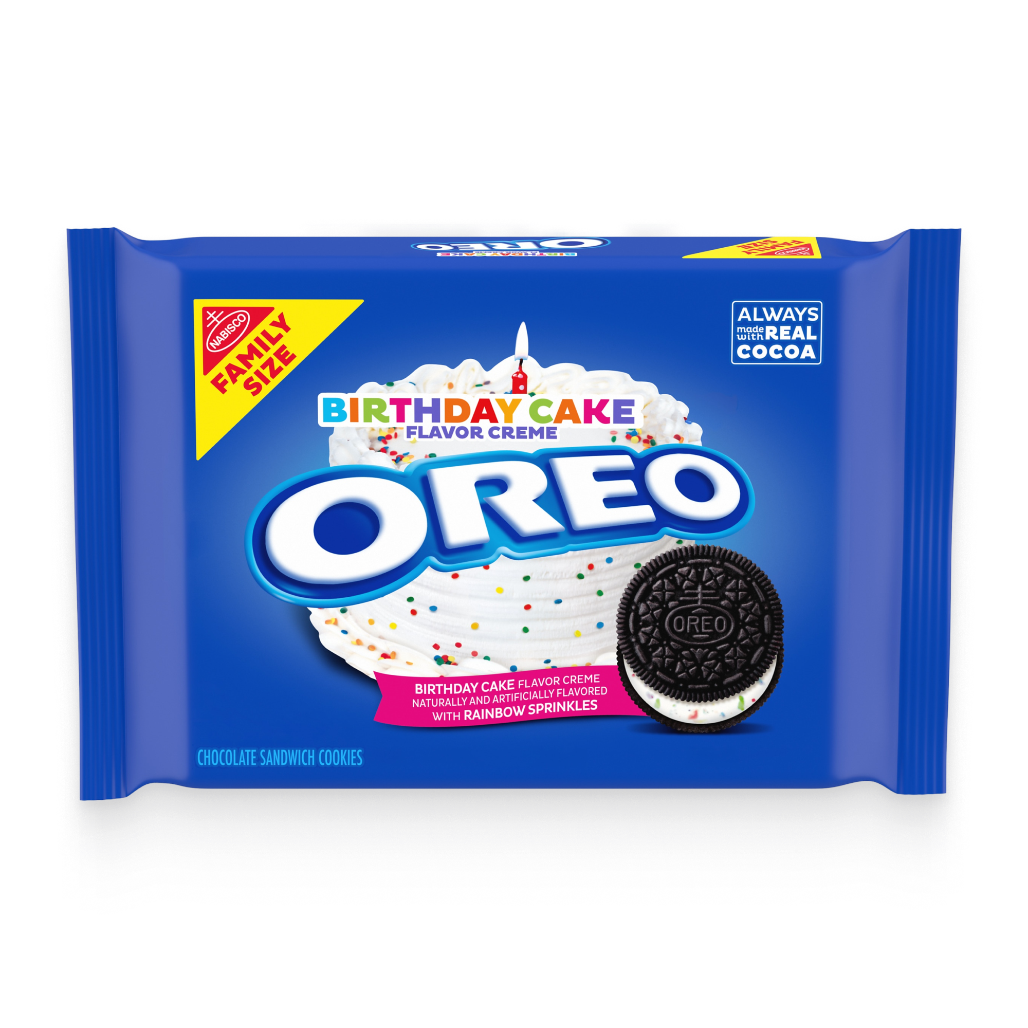 Birthday Cake Creme Chocolate Sandwich Cookies, Family Size Z2