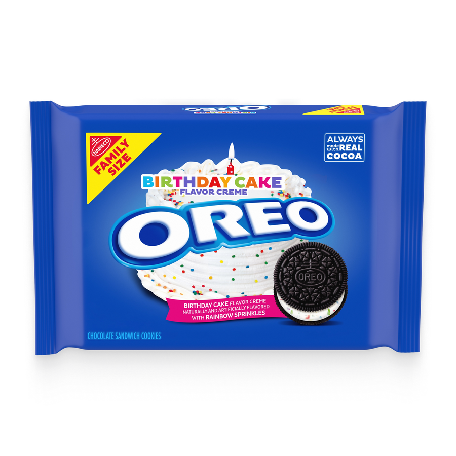 Birthday Cake Creme Chocolate Sandwich Cookies, Family Size Z2
