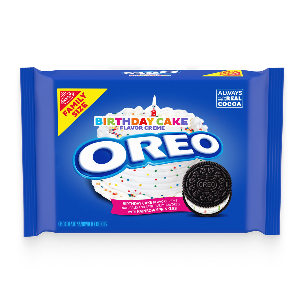 Birthday Cake Creme Chocolate Sandwich Cookies, Family Size, 2 Pack N5