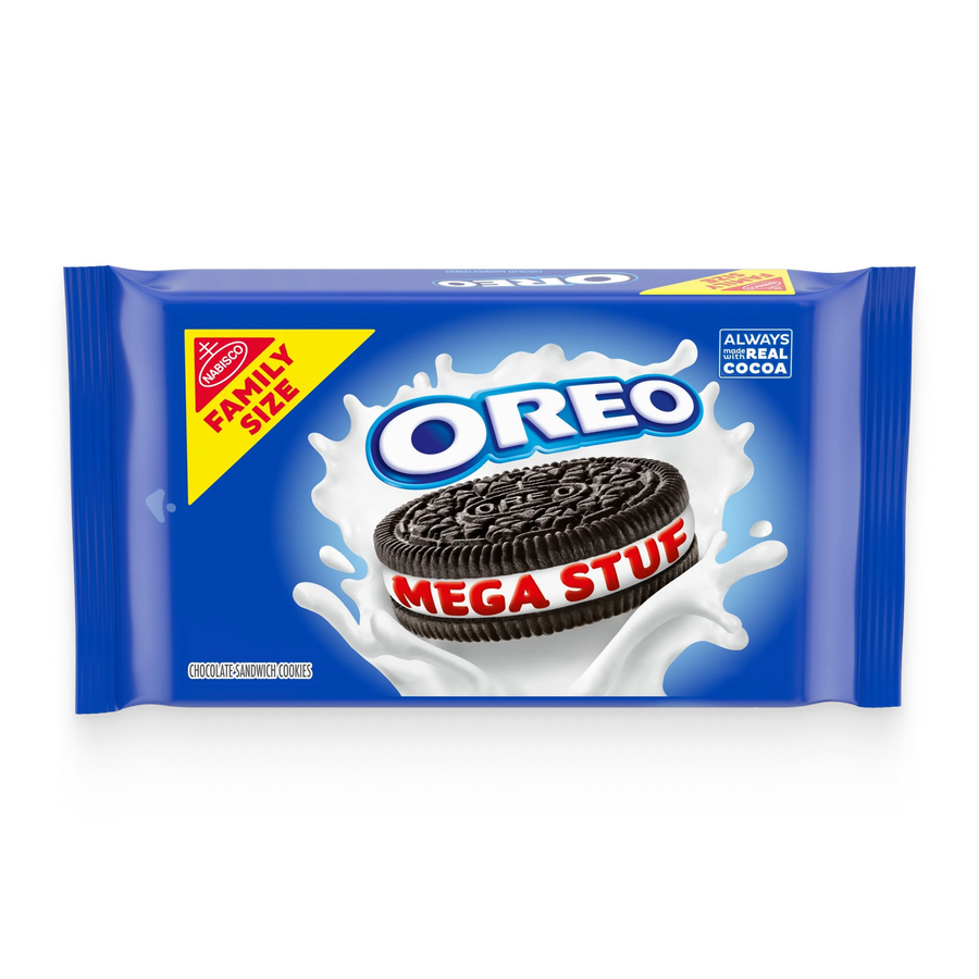 Mega Stuf Chocolate Sandwich Cookies, Family Size R0
