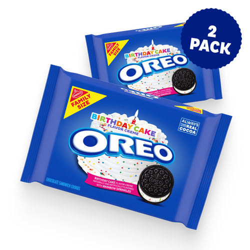 Birthday Cake Creme Chocolate Sandwich Cookies, Family Size, 2 Pack Q0