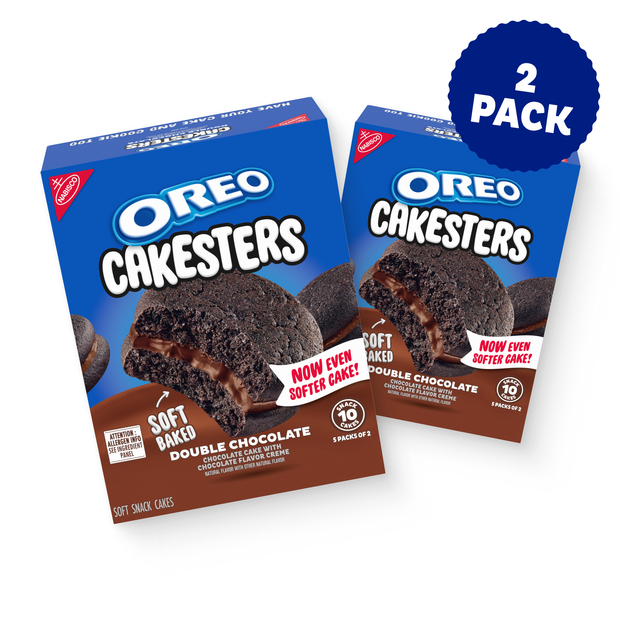 Cakesters Double Chocolate Soft Snack Cakes, Snack Packs, 2 Pack W1