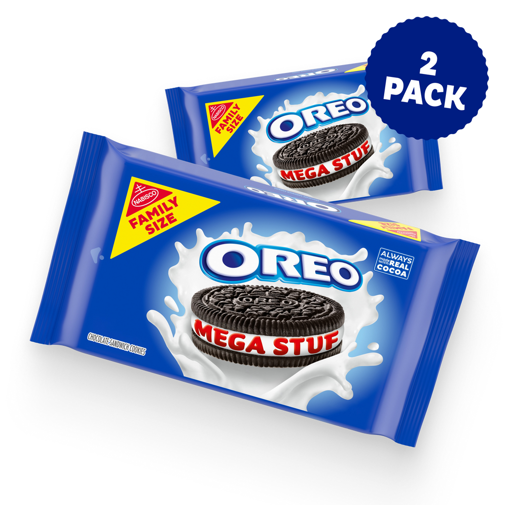 Mega Stuf Chocolate Sandwich Cookies, Family Size, 2 Pack W7