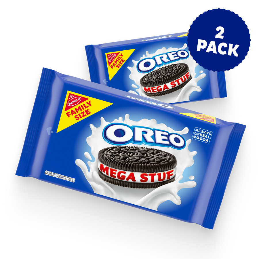 Mega Stuf Chocolate Sandwich Cookies, Family Size, 2 Pack W7
