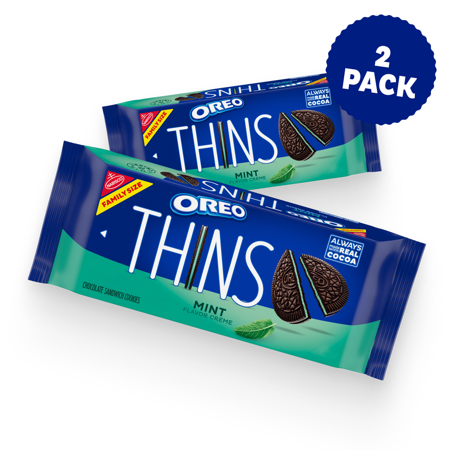 Thins Mint Creme Chocolate Sandwich Cookies, Family Size, 2 Pack E5