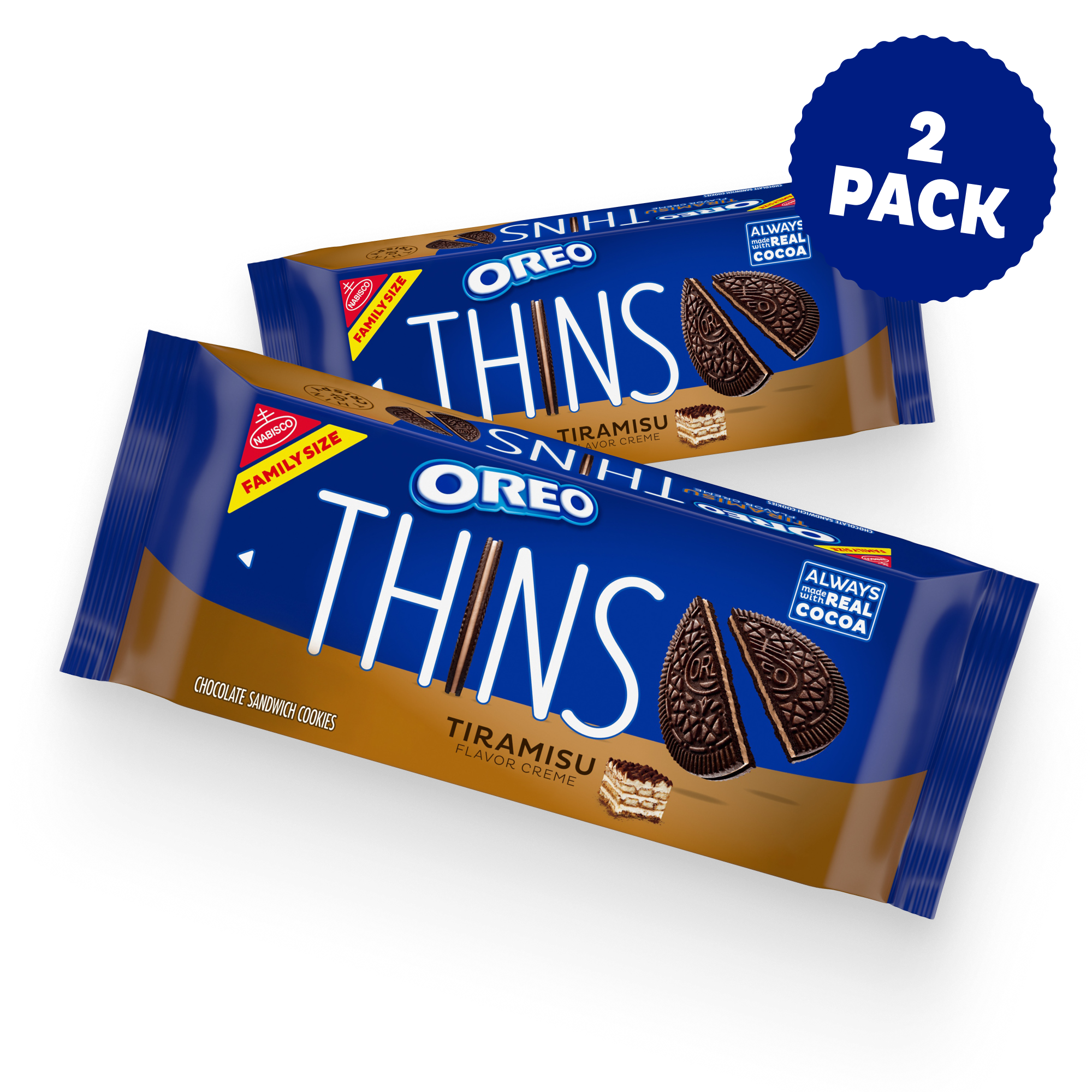 Thins Tiramisu Creme Chocolate Sandwich Cookies, Family Size, 2 Pack B9