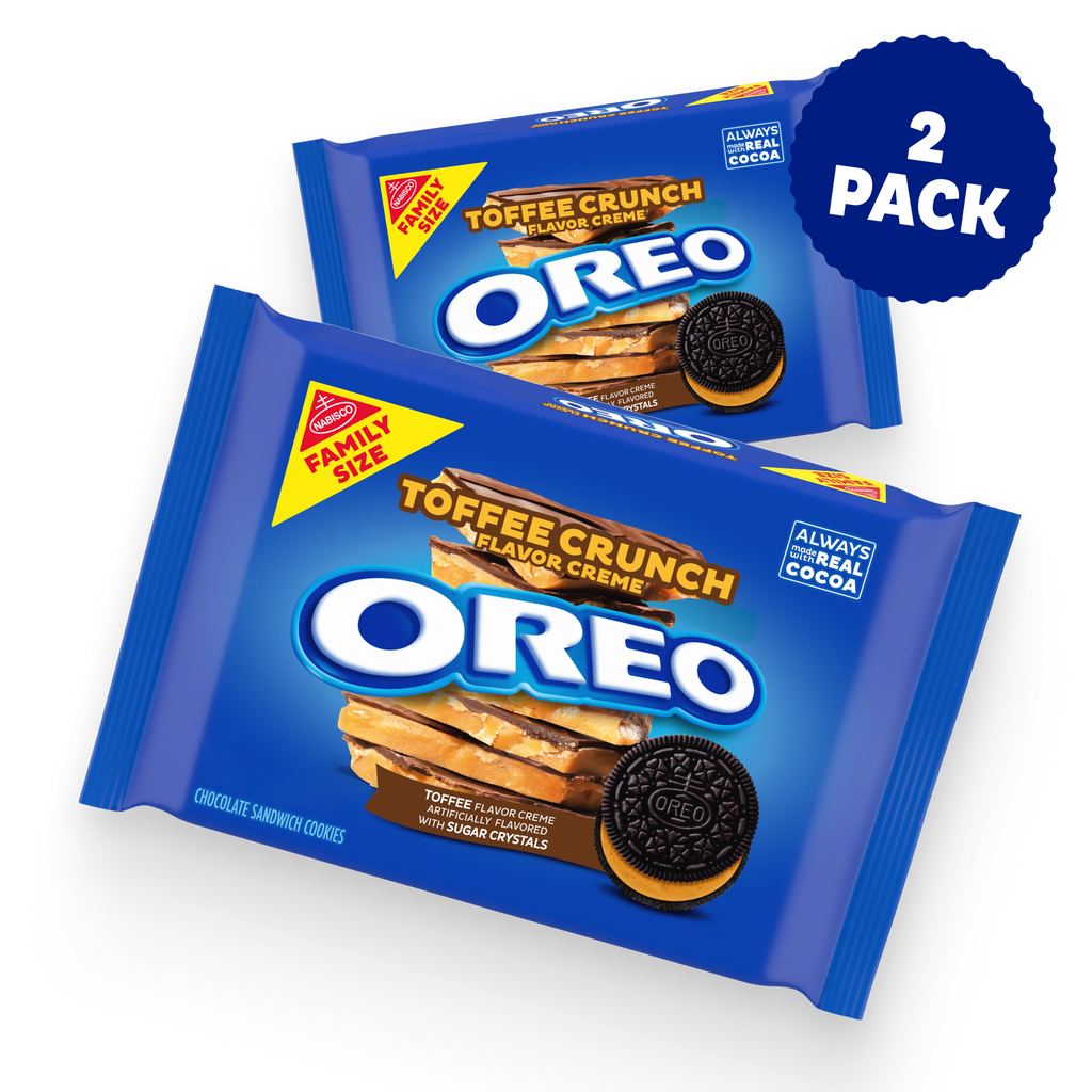 Toffee Crunch Creme With Sugar Crystals Chocolate Sandwich Cookies, Family Size, 2 Pack A8