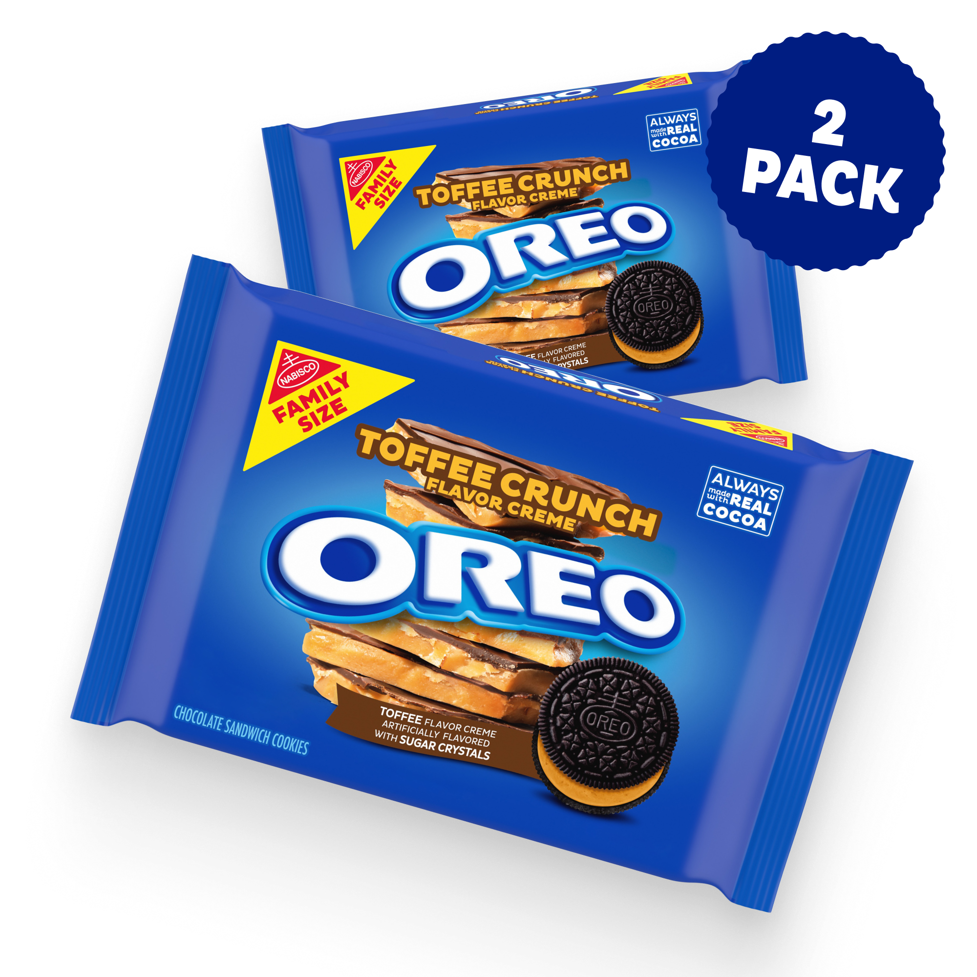 Toffee Crunch Creme With Sugar Crystals Chocolate Sandwich Cookies, Family Size, 2 Pack A8