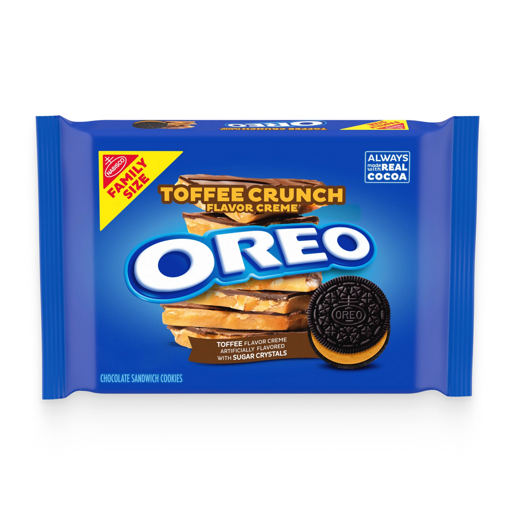 Toffee Crunch Creme With Sugar Crystals Chocolate Sandwich Cookies, Family Size, 2 Pack A8