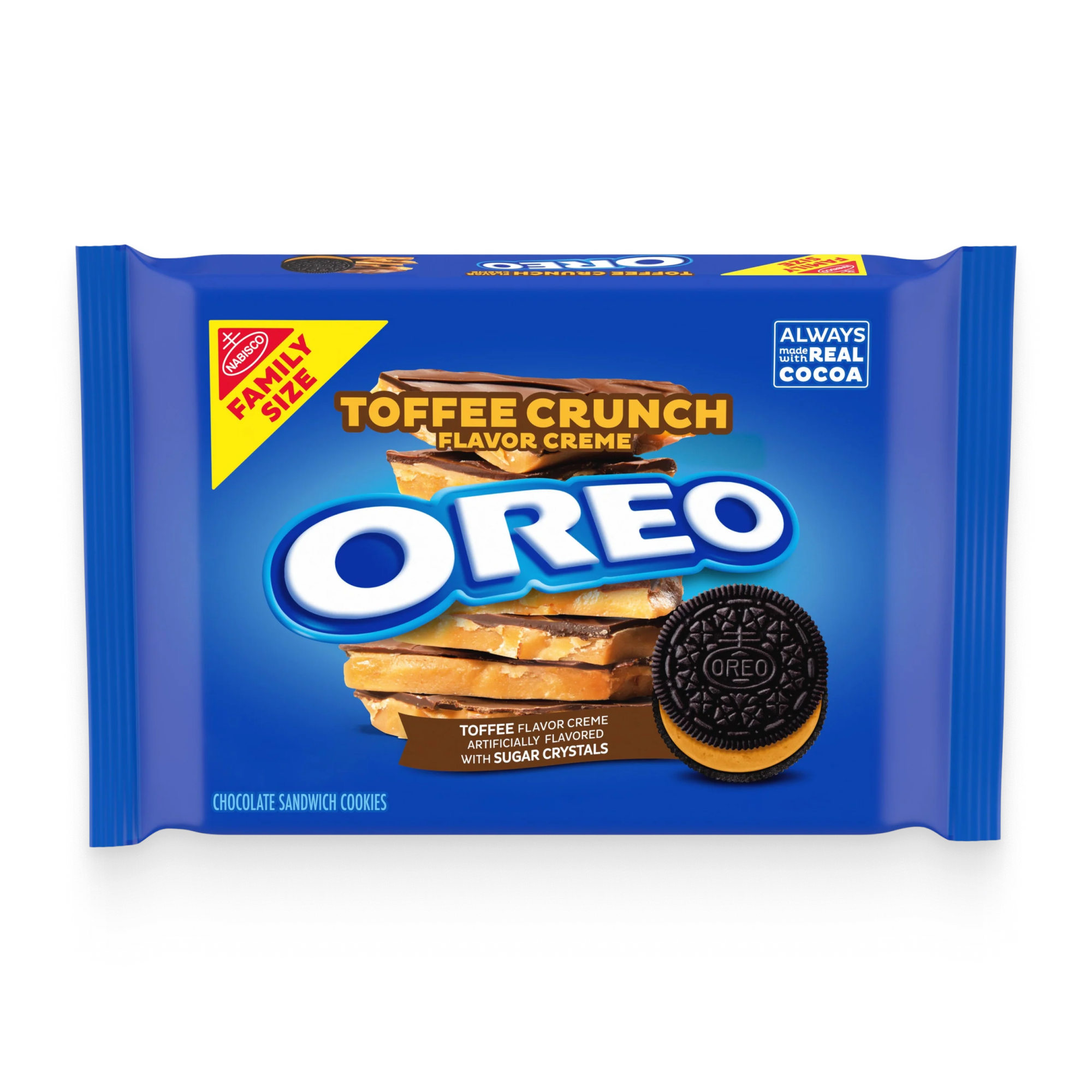 Toffee Crunch Creme With Sugar Crystals Chocolate Sandwich Cookies, Family Size, 2 Pack A8
